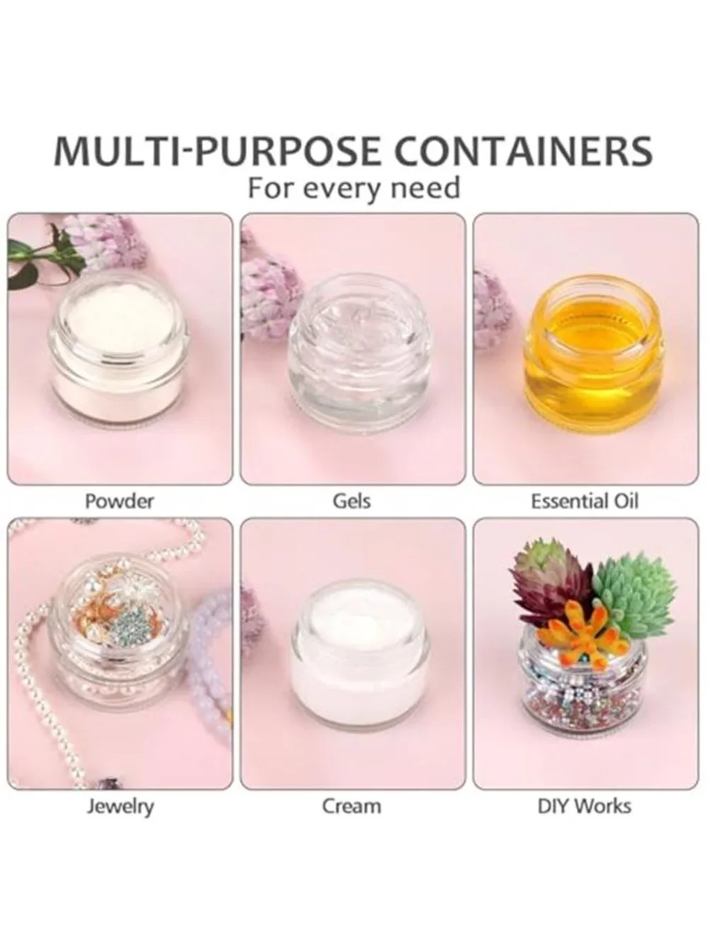 4 Pcs Glass Cosmetic Jars with White Lids, 1 OZ with Inner Liners & 2 Spatulas